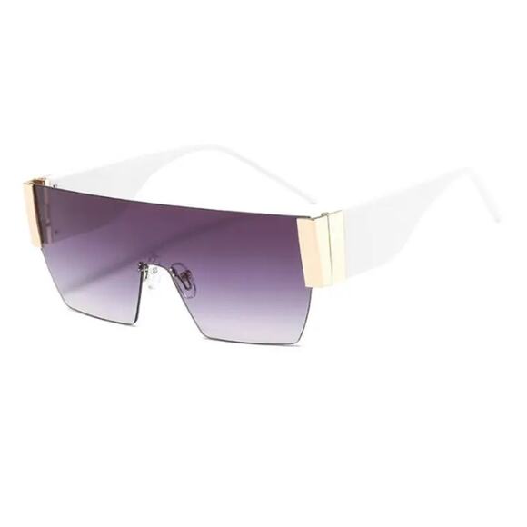 Square Oversized Sunglasses for Women Fashion Flat Top Large White Frame Shades - Picture 1 of 4